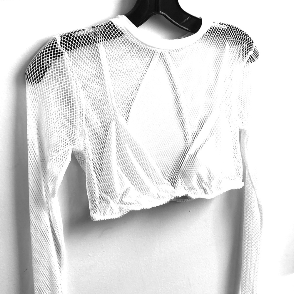 Long sleeved Mesh top with Attached bralette